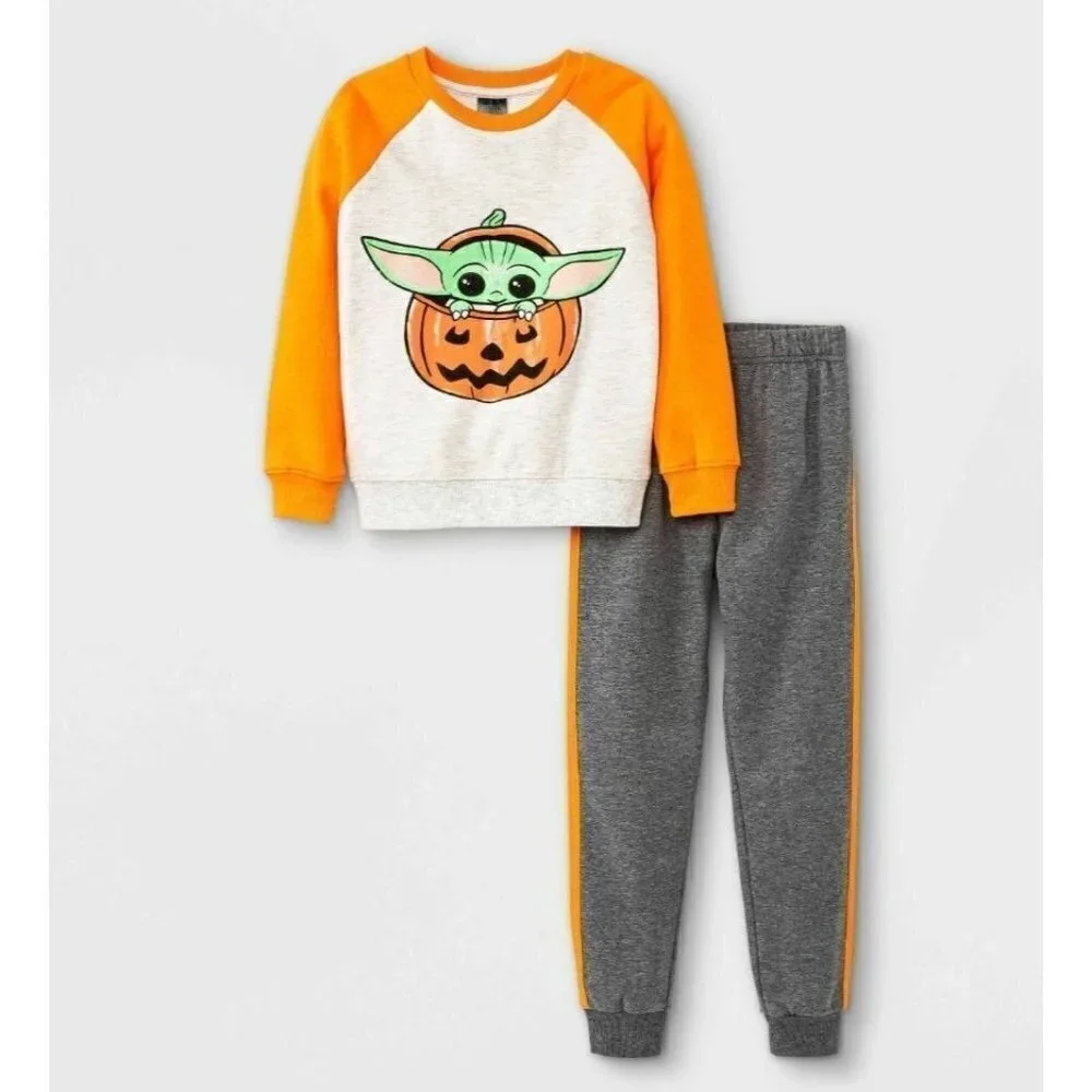 Toddler Boys' Lucasfilm Baby Yoda Top and Bottom Set - Orange 4T